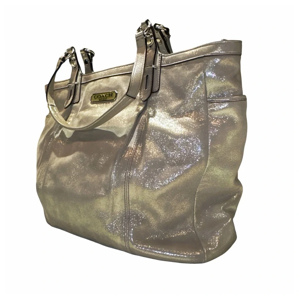 COACH Gold Shimmer Gallery East West Tote Bag - Picture 8 of 15